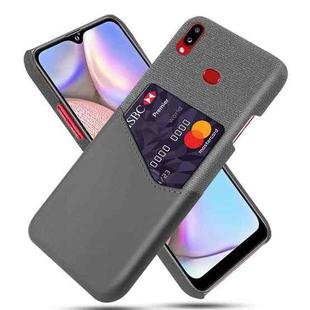 For Samsung Galaxy A10s Cloth Texture PC + PU Leather Back Cover Shockproof Case with Card Slot(Grey)