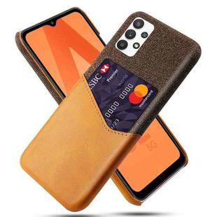 For Samsung Galaxy A32 5G Cloth Texture PC + PU Leather Back Cover Shockproof Case with Card Slot(Orange)