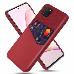For Samsung Galaxy A81 Cloth Texture PC + PU Leather Back Cover Shockproof Case with Card Slot(Red)