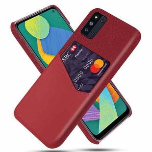 For Samsung Galaxy F52 5G Cloth Texture PC + PU Leather Back Cover Shockproof Case with Card Slot(Red)