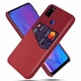 For Samsung Galaxy M51 Cloth Texture PC + PU Leather Back Cover Shockproof Case with Card Slot(Red)
