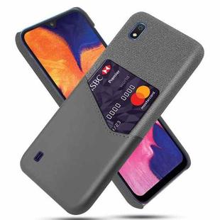 For Samsung Galaxy A10 Cloth Texture PC + PU Leather Back Cover Shockproof Case with Card Slot(Grey)
