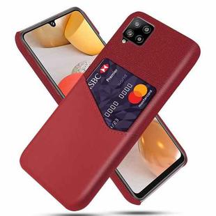 For Samsung Galaxy A42 5G Cloth Texture PC + PU Leather Back Cover Shockproof Case with Card Slot(Red)