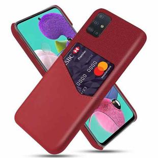 For Samsung Galaxy A51 Cloth Texture PC + PU Leather Back Cover Shockproof Case with Card Slot(Red)