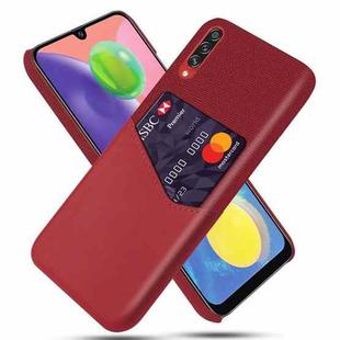 For Samsung Galaxy A70s Cloth Texture PC + PU Leather Back Cover Shockproof Case with Card Slot(Red)