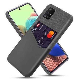 For Samsung Galaxy A71 5G Cloth Texture PC + PU Leather Back Cover Shockproof Case with Card Slot(Grey)
