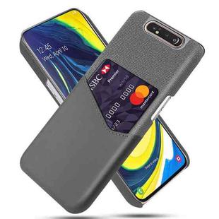 For Samsung Galaxy A80 Cloth Texture PC + PU Leather Back Cover Shockproof Case with Card Slot(Grey)