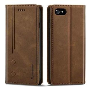 Forwenw F2 Series Magnetic Horizontal Flip Leather Case with Holder & Card Slots & Wallet For iPhone 8 Plus / 7 Plus(Brown)