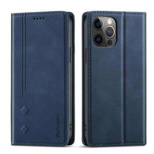 For iPhone 12 / 12 Pro Forwenw F2 Series Magnetic Horizontal Flip Leather Case with Holder & Card Slots & Wallet(Blue)