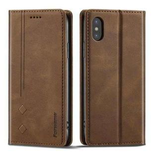 For iPhone X / XS Forwenw F2 Series Magnetic Horizontal Flip Leather Case with Holder & Card Slots & Wallet(Brown)