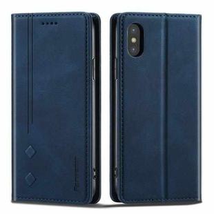 For iPhone X / XS Forwenw F2 Series Magnetic Horizontal Flip Leather Case with Holder & Card Slots & Wallet(Blue)