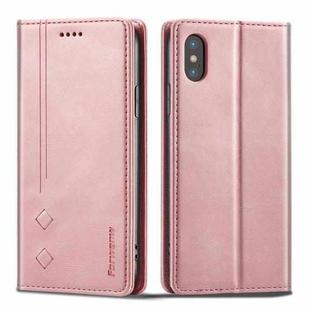 For iPhone XR Forwenw F2 Series Magnetic Horizontal Flip Leather Case with Holder & Card Slots & Wallet(Rose Gold)