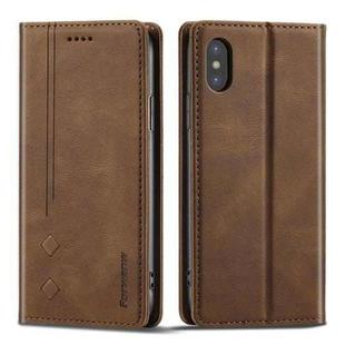 For iPhone XS Max Forwenw F2 Series Magnetic Horizontal Flip Leather Case with Holder & Card Slots & Wallet(Brown)