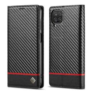 LC.IMEEKE Carbon Fiber PU + TPU Horizontal Flip Leather Case with Holder & Card Slot & Wallet For Samsung Galaxy A22 4G(Horizontal Black)