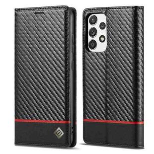 LC.IMEEKE Carbon Fiber PU + TPU Horizontal Flip Leather Case with Holder & Card Slot & Wallet For Samsung Galaxy A72 5G / 4G(Horizontal Black)