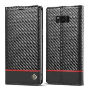 LC.IMEEKE Carbon Fiber PU + TPU Horizontal Flip Leather Case with Holder & Card Slot & Wallet For Samsung Galaxy S8+(Horizontal Black)