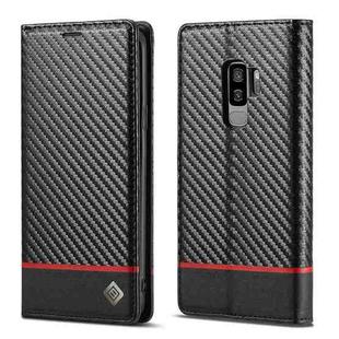 LC.IMEEKE Carbon Fiber PU + TPU Horizontal Flip Leather Case with Holder & Card Slot & Wallet For Samsung Galaxy S9(Horizontal Black)