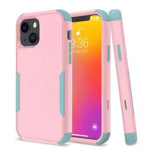 For iPhone 13 Commuter Shockproof TPU + PC Protective Case(Pink + Grey Green)