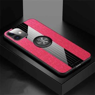 For iPhone 11 XINLI Stitching Cloth Textue Shockproof TPU Protective Case with Ring Holder(Red)