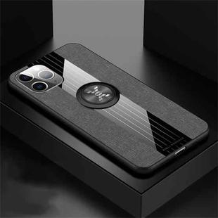 For iPhone 11 Pro XINLI Stitching Cloth Textue Shockproof TPU Protective Case with Ring Holder(Grey)