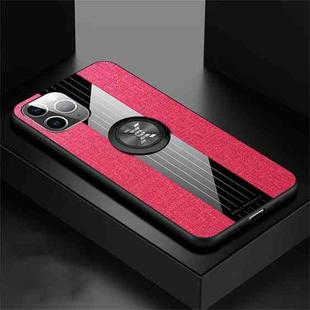 For iPhone 11 Pro XINLI Stitching Cloth Textue Shockproof TPU Protective Case with Ring Holder(Red)
