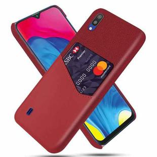 For Samsung Galaxy M10 Cloth Texture PC + PU Leather Back Cover Shockproof Case with Card Slot(Red)