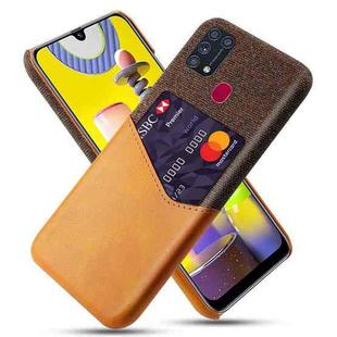 For Samsung Galaxy M31 Cloth Texture PC + PU Leather Back Cover Shockproof Case with Card Slot(Orange)