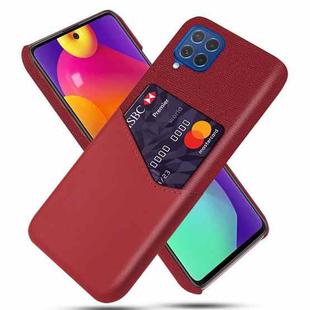 For Samsung Galaxy M62 Cloth Texture PC + PU Leather Back Cover Shockproof Case with Card Slot(Red)