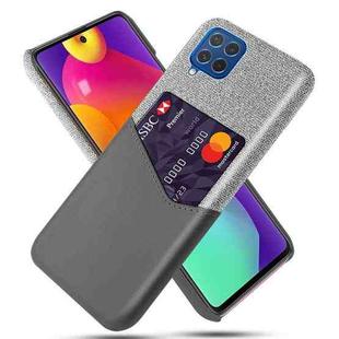 For Samsung Galaxy M62 Cloth Texture PC + PU Leather Back Cover Shockproof Case with Card Slot(Grey)