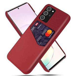 For Samsung Galaxy Note20 Ultra 5G Cloth Texture PC + PU Leather Back Cover Shockproof Case with Card Slot(Red)