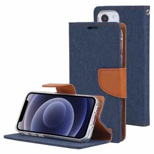 For iPhone 13 mini GOOSPERY CANVAS DIARY Canvas Texture Horizontal Flip PU Leather Case with Holder & Card Slots & Wallet (Navy Blue)
