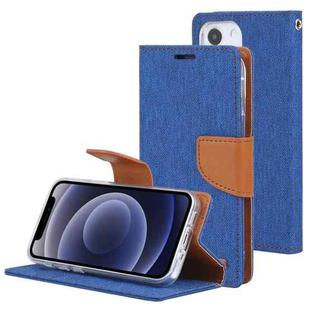 For iPhone 13 mini GOOSPERY CANVAS DIARY Canvas Texture Horizontal Flip PU Leather Case with Holder & Card Slots & Wallet (Blue)