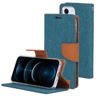 For iPhone 13 GOOSPERY CANVAS DIARY Canvas Texture Horizontal Flip PU Leather Case with Holder & Card Slots & Wallet(Green)