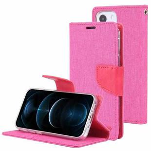 For iPhone 13 GOOSPERY CANVAS DIARY Canvas Texture Horizontal Flip PU Leather Case with Holder & Card Slots & Wallet(Rose Red)