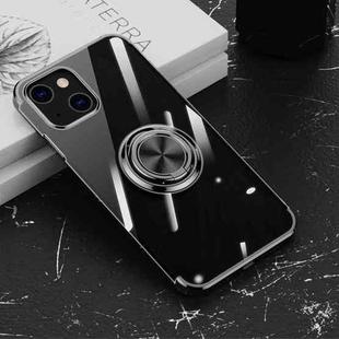 Electroplating Silicone Shockproof Case with Ring Holder For iPhone 13 Pro(Black)