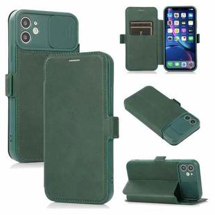 Push Window Double Buckle PU + Silicone Horizontal Flip Leather Case with Holder & Card Slot For iPhone 11(Green)