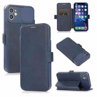 Push Window Double Buckle PU + Silicone Horizontal Flip Leather Case with Holder & Card Slot For iPhone 11(Blue)