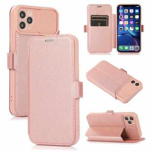 Push Window Double Buckle PU + Silicone Horizontal Flip Leather Case with Holder & Card Slot For iPhone 11 Pro Max(Rose Gold)