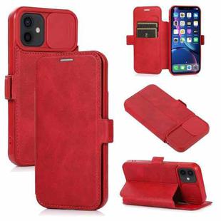 Push Window Double Buckle PU + Silicone Horizontal Flip Leather Case with Holder & Card Slot For iPhone 12 mini(Red)