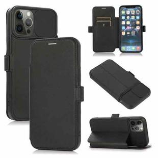 Push Window Double Buckle PU + Silicone Horizontal Flip Leather Case with Holder & Card Slot For iPhone 12 Pro(Black)