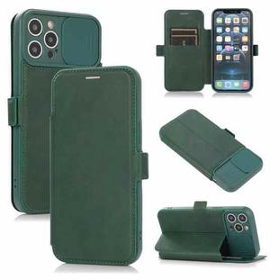 Push Window Double Buckle PU + Silicone Horizontal Flip Leather Case with Holder & Card Slot For iPhone 12 Pro Max(Green)