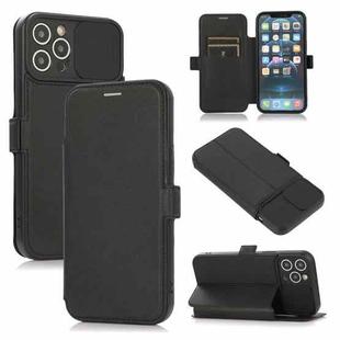 Push Window Double Buckle PU + Silicone Horizontal Flip Leather Case with Holder & Card Slot For iPhone 12 Pro Max(Black)