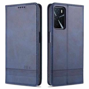 For OPPO A16 AZNS Magnetic Calf Texture Horizontal Flip Leather Case with Card Slots & Holder & Wallet(Dark Blue)