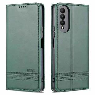 For Honor X20 SE AZNS Magnetic Calf Texture Horizontal Flip Leather Case with Card Slots & Holder & Wallet(Dark Green)