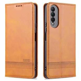 For Honor X20 SE AZNS Magnetic Calf Texture Horizontal Flip Leather Case with Card Slots & Holder & Wallet(Light Brown)