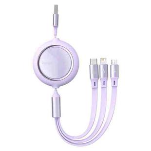 Baseus CAMLC-MJ05 66W USB to 8 Pin + Micro USB + USB-C / Type-C Bright Mirror One-for-three Retractable Data Cable, Cable Length: 1.2m(Purple)