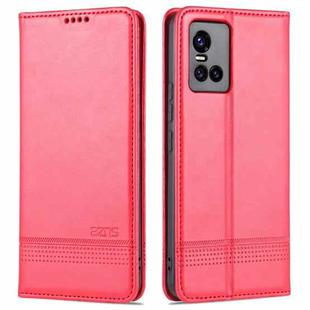 For vivo S10 AZNS Magnetic Calf Texture Horizontal Flip Leather Case with Card Slots & Holder & Wallet(Red)