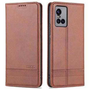 For vivo S10 Pro AZNS Magnetic Calf Texture Horizontal Flip Leather Case with Card Slots & Holder & Wallet(Dark Brown)