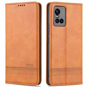 For vivo S10 Pro AZNS Magnetic Calf Texture Horizontal Flip Leather Case with Card Slots & Holder & Wallet(Light Brown)