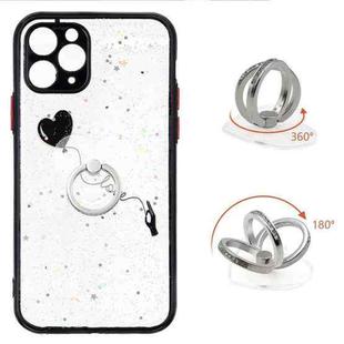 For iPhone 11 Pro Colored Drawing Starry Sky Epoxy TPU Shockproof Case with Ring Holder (Heart)